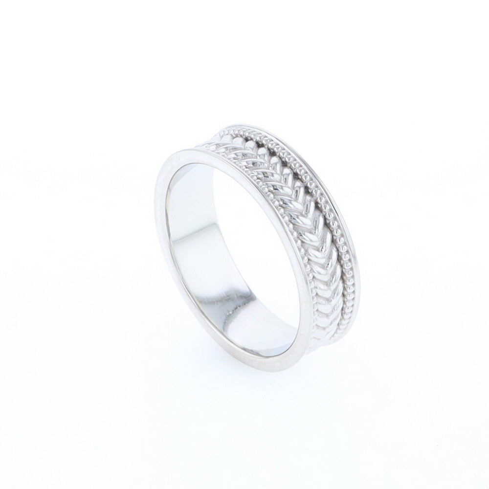 Braided White Gold Men's Ring