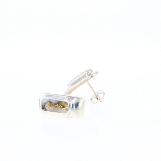 Gold Quartz Inlaid Rectangle Stud Earrings - G3