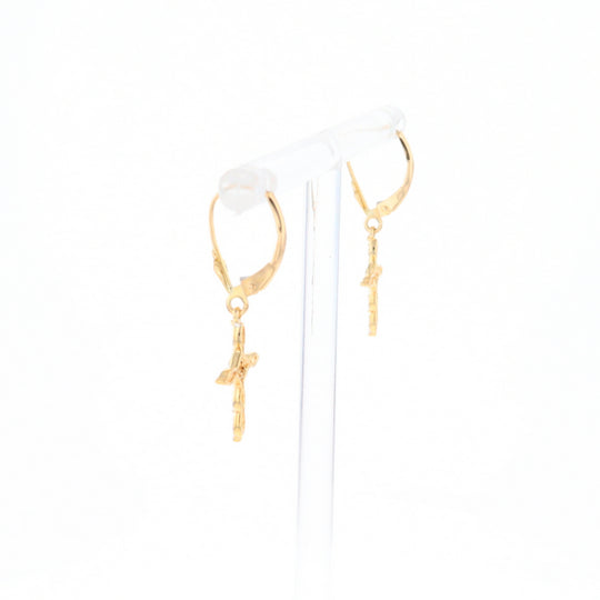 Two-Tone Diamond Cross Earrings