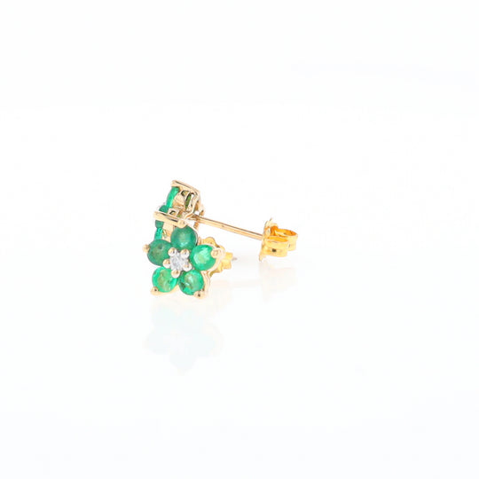 Emerald Flower Stud Earrings