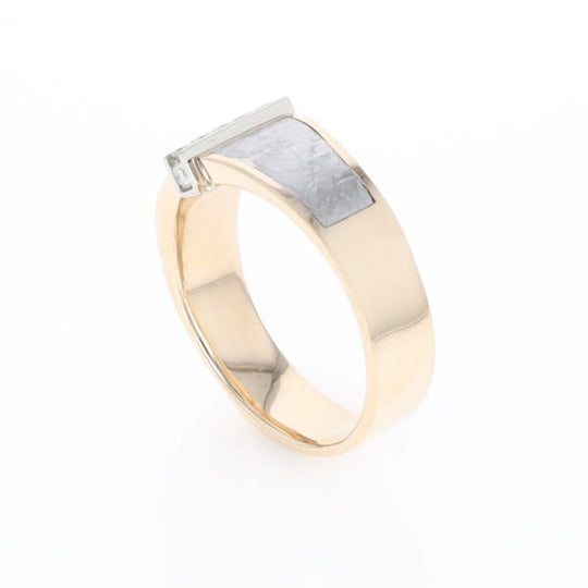 Meteorite Ring Double Sided Inlaid with .19ctw Round Diamonds