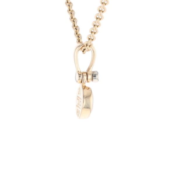Gold Quartz Necklace Round Inlaid Pendant with .02ct Round Diamond