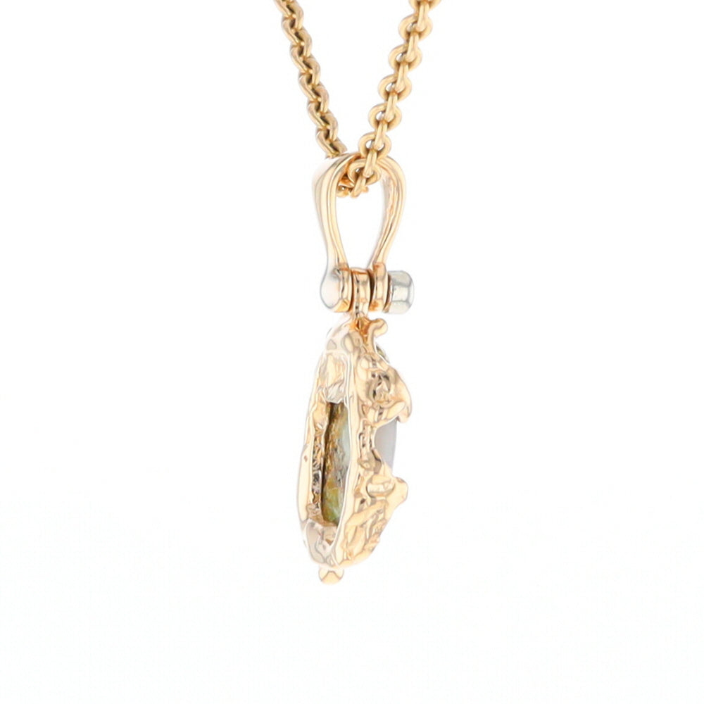 Serpentine & Gold Quartz Freeform Pendant