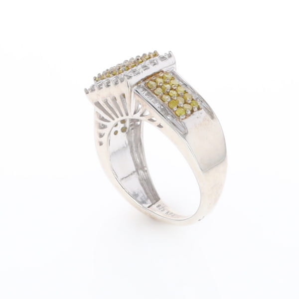 Yellow and White Diamond Filigree Design Ring