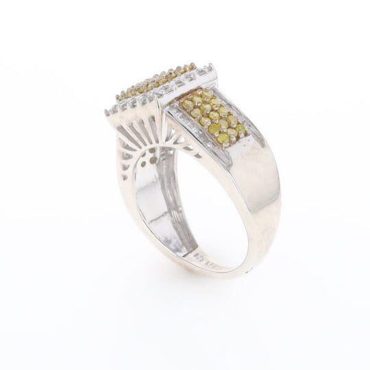 Yellow and White Diamond Filigree Design Ring