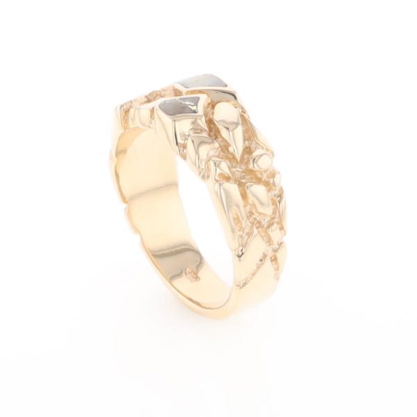 Gold Quartz Ring 3 Section Inlaid Nugget Design Band
