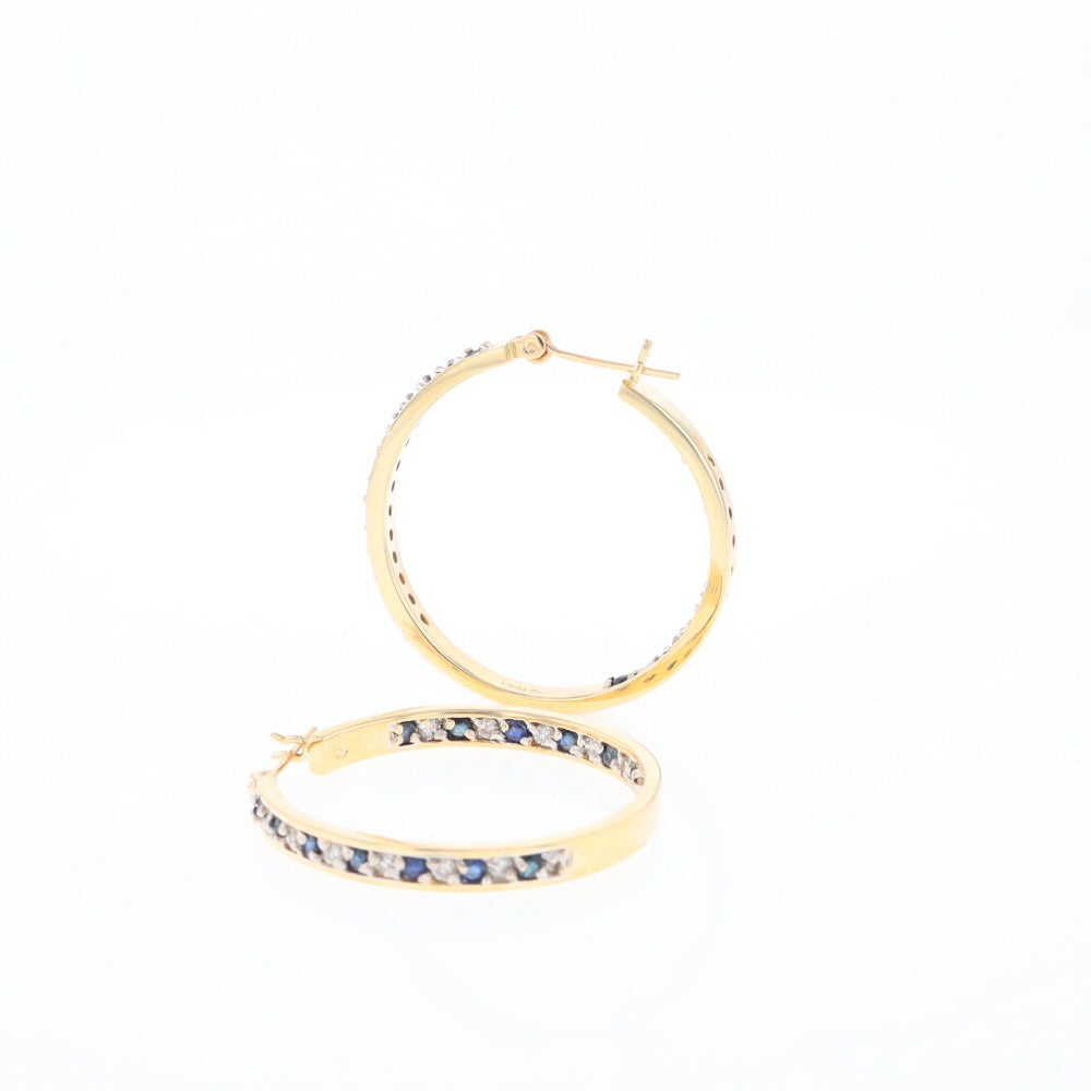 Sapphire & Diamond Hoop Earrings