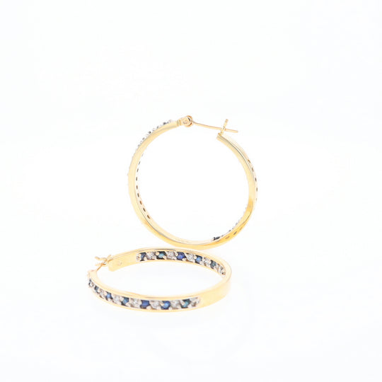 Sapphire & Diamond Hoop Earrings