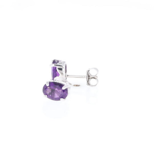 Oval Amethyst Stud Earrings
