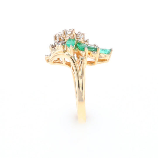 Emerald and Diamond Cluster Ring