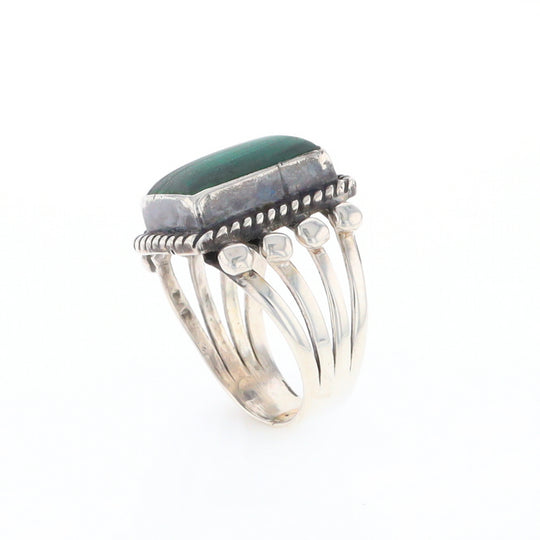 Native Rectangle Malachite Ring