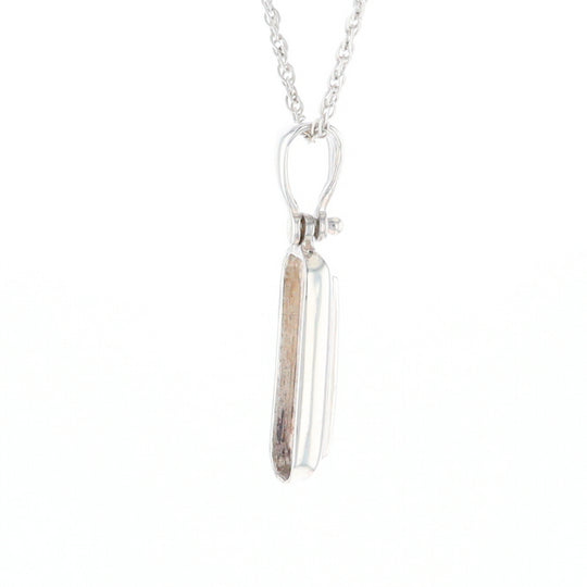 Sterling Silver Gold Quartz Invlaid Rectangle Bar Pendant - G3