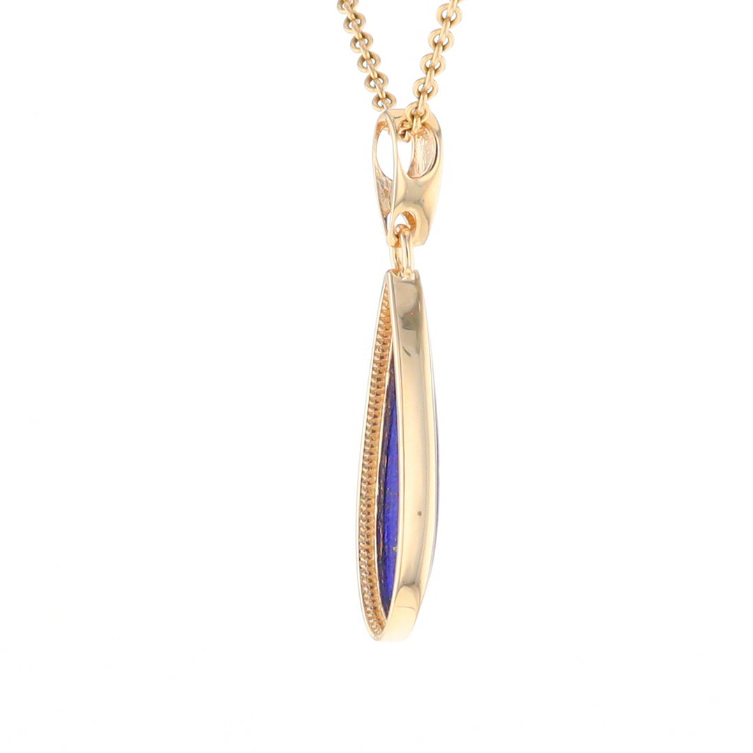 Lapis Tear Drop Inlaid Design Pendant