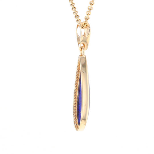 Lapis Tear Drop Inlaid Design Pendant