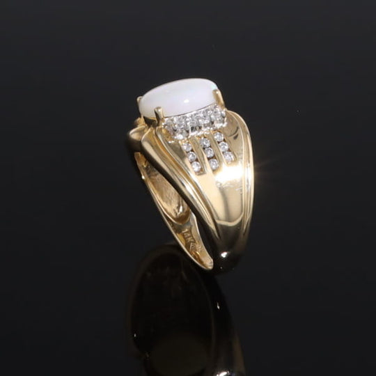 Opal Diamond Channels Ring