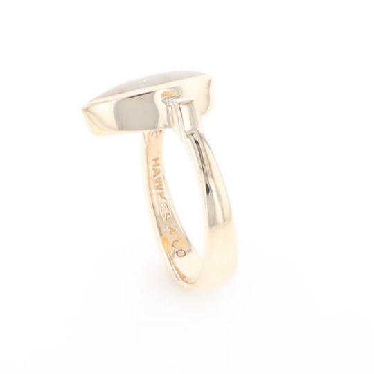 Gold Quartz Ring Pear Shape Inlaid with .18ctw Round Diamonds