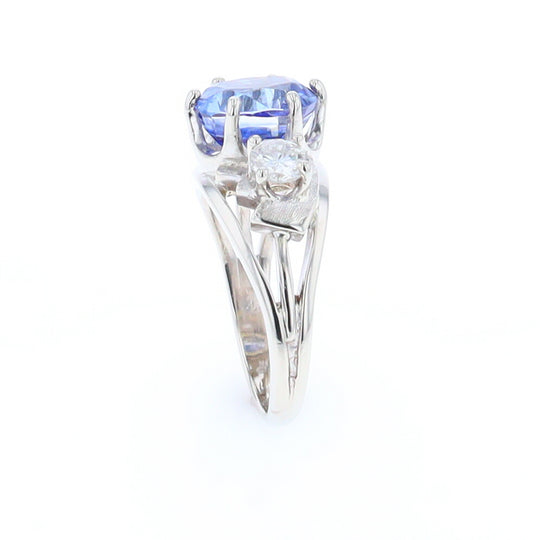 Oval Sapphire Ring with Diamond Side Accents