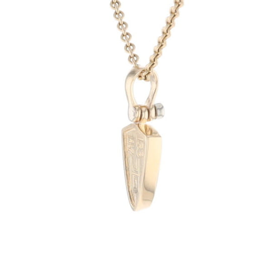 Gold Quartz Pendant Shield Shape Inlaid Pendant with .02ct Diamond