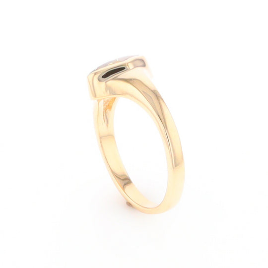 Gold Quartz Ring Diamond Shape Inlaid Design