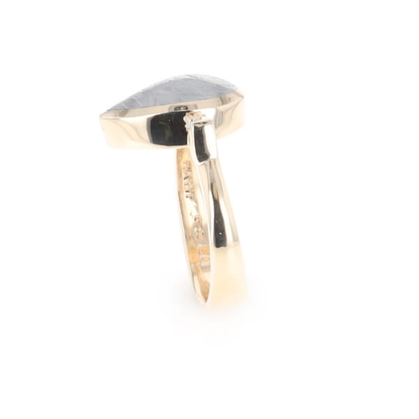 Meteorite Pear Shape Inlay Ring