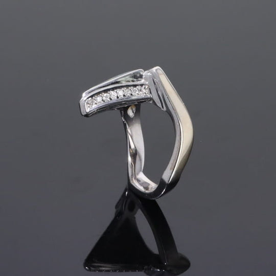 Opal Rings Triangle Inlaid Design with .31ctw Round Diamonds