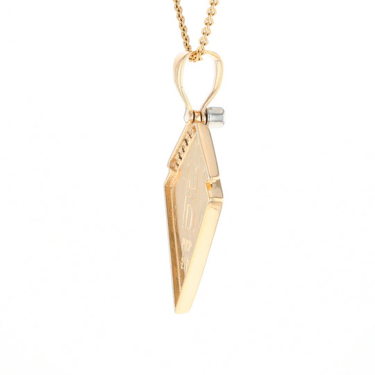 Gold Quartz Kite Shape Inlaid Pendant with .27ctw Diamonds