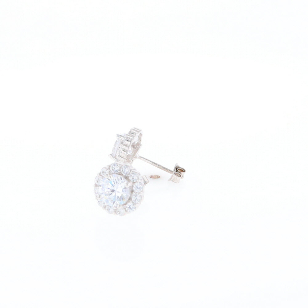 Cubic Zirconia Halo Stud Earrings