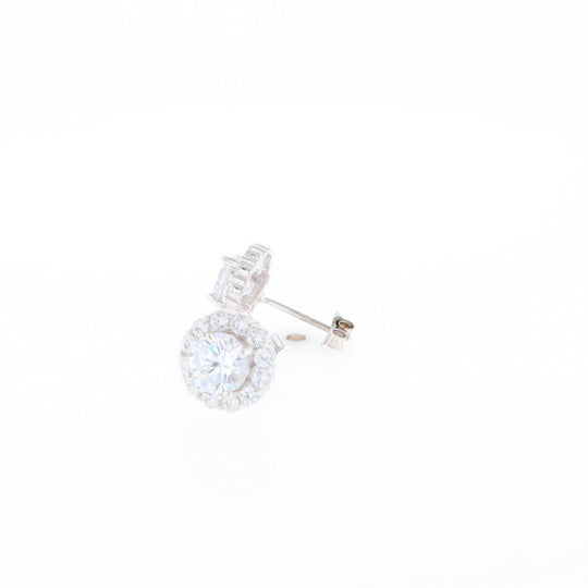 Cubic Zirconia Halo Stud Earrings