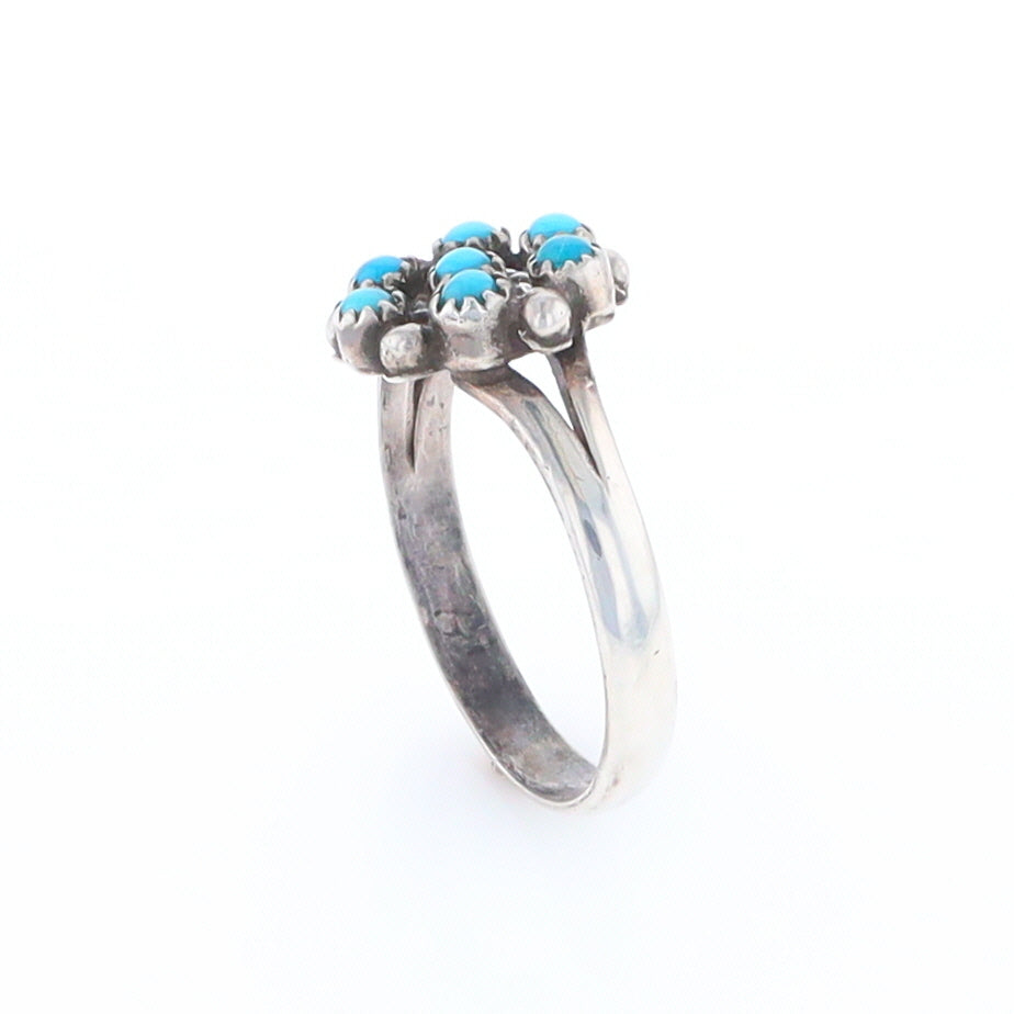 Round Turquoise Cluster Ring