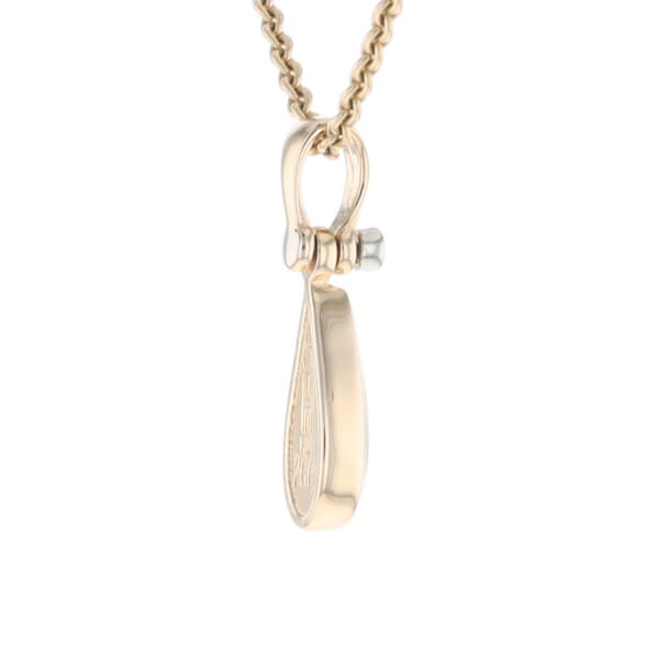 Gold Quartz Pendant Tear Drop Inlaid Design with .02ct Diamond
