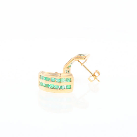 Semi-Hoop Channel Emerald Earrings