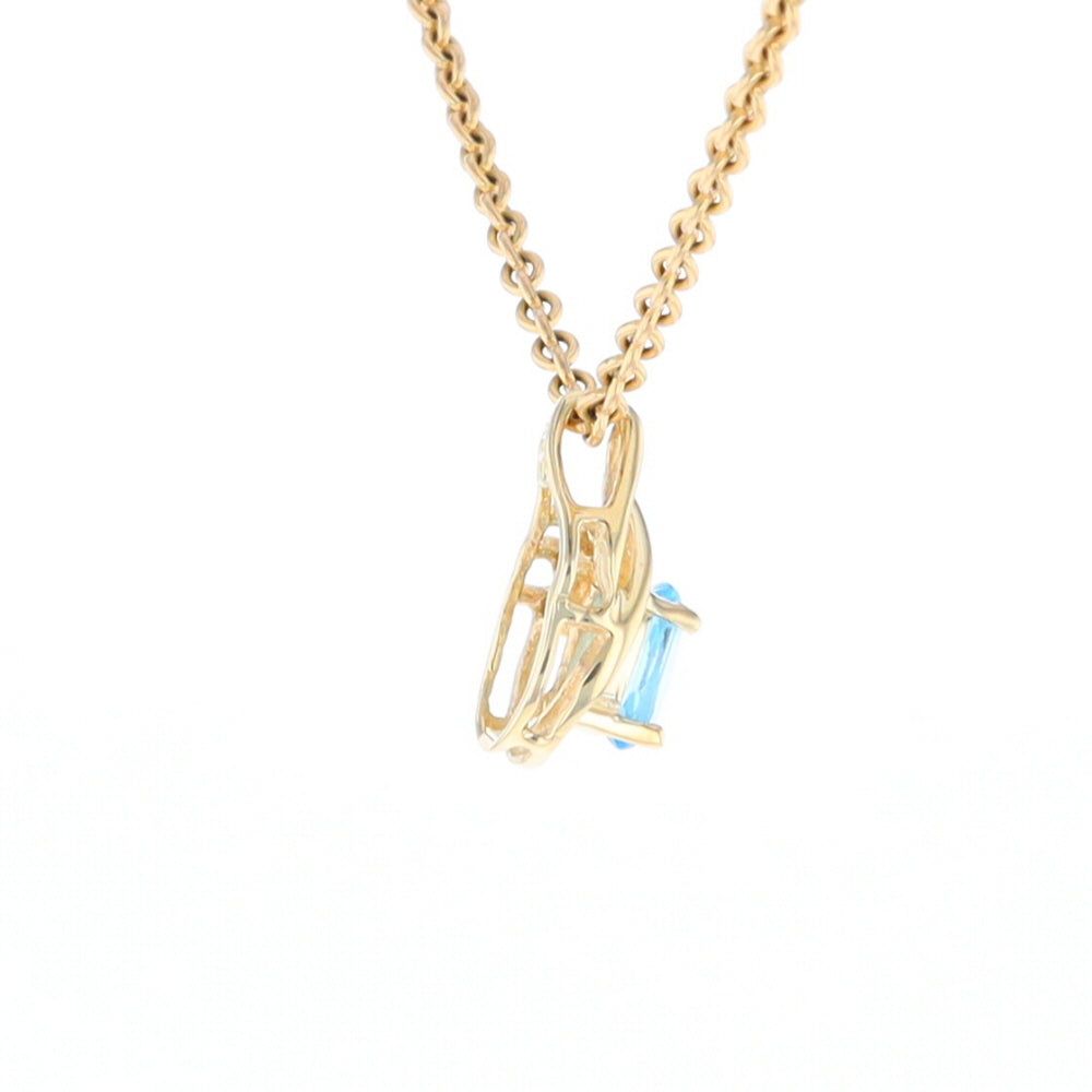 Pear Blue Topaz Diamond Pendant