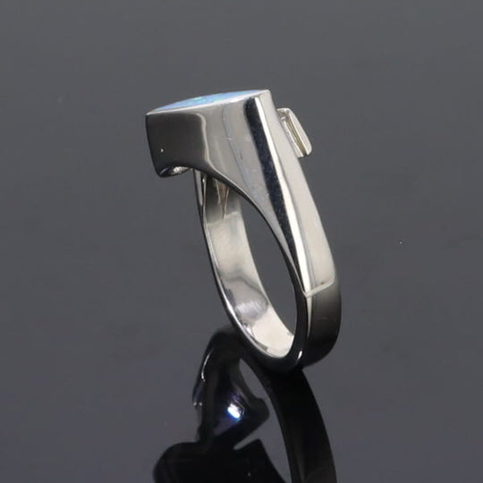 Opal Rings Geometric Inlaid Design with Tanzanite and .08ctw Diamonds
