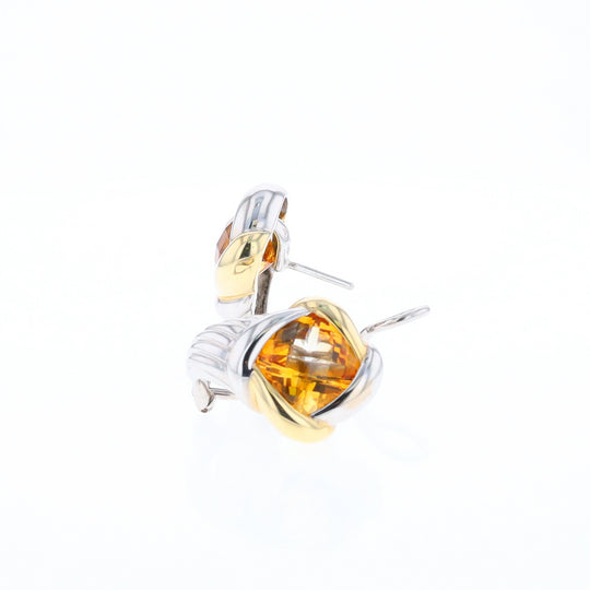 Two-Tone Checkerboard Citrine Earrings