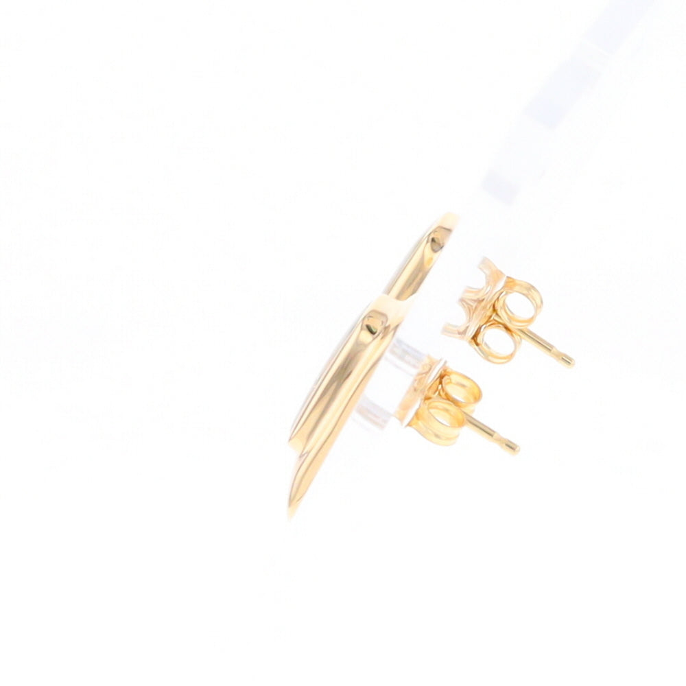 Gold Quartz Earrings Rectangle Inlaid Design