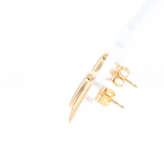 Gold Quartz Earrings Rectangle Inlaid Design