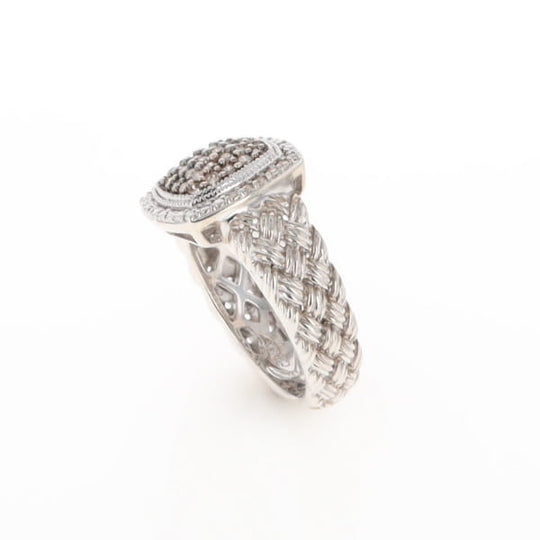 Champaign Diamond Square Braided Cluster Band