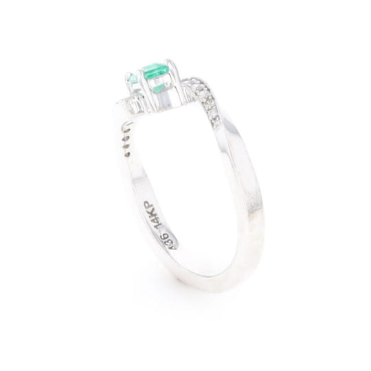 Emerald Twist Ring with Diamond Accents