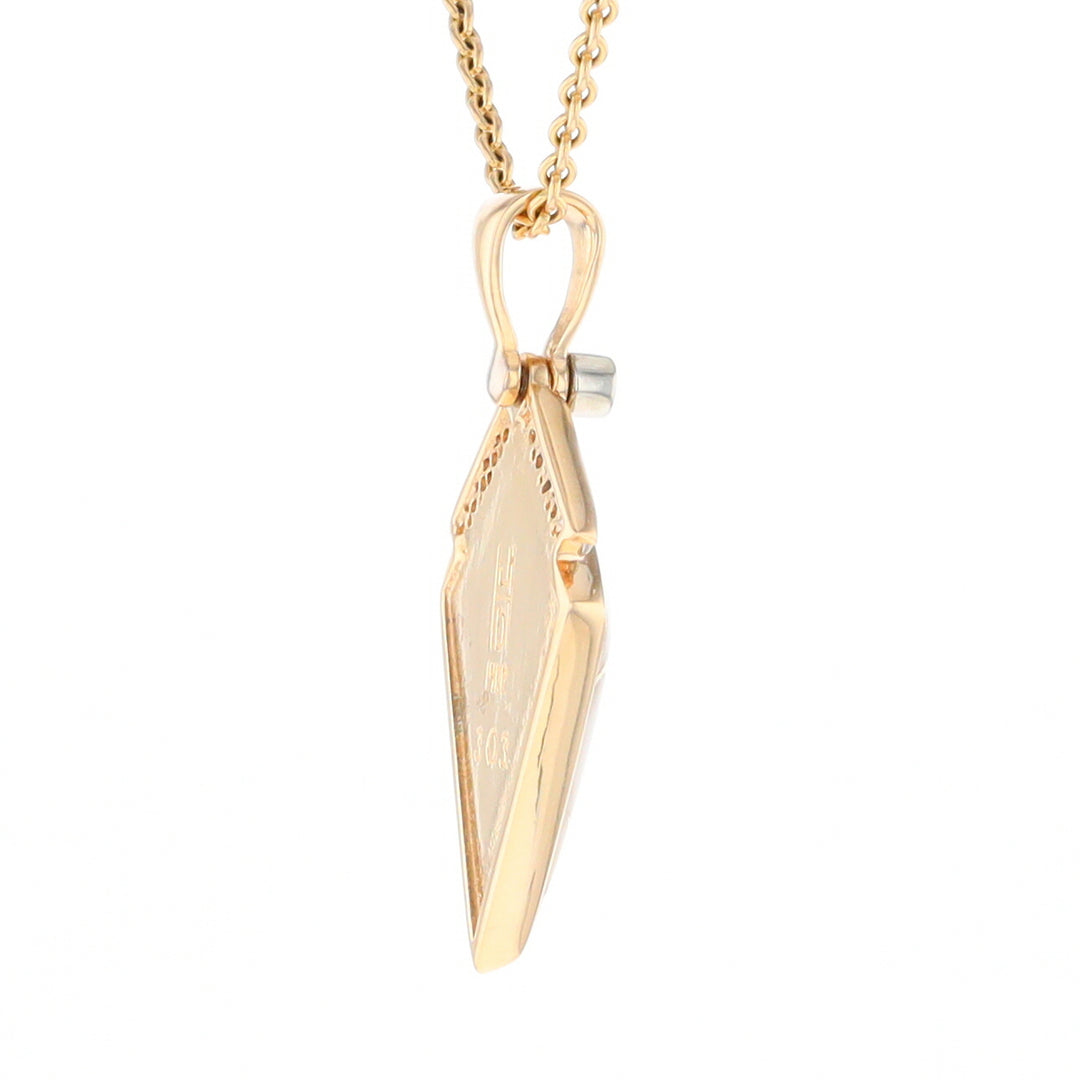 Gold Quartz Kite Shape Inlaid Pendant with 0.19ctw Diamonds (G1)