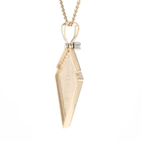 Gold Quartz Necklace Kite Shape Inlaid Pendant with .27ctw Diamonds