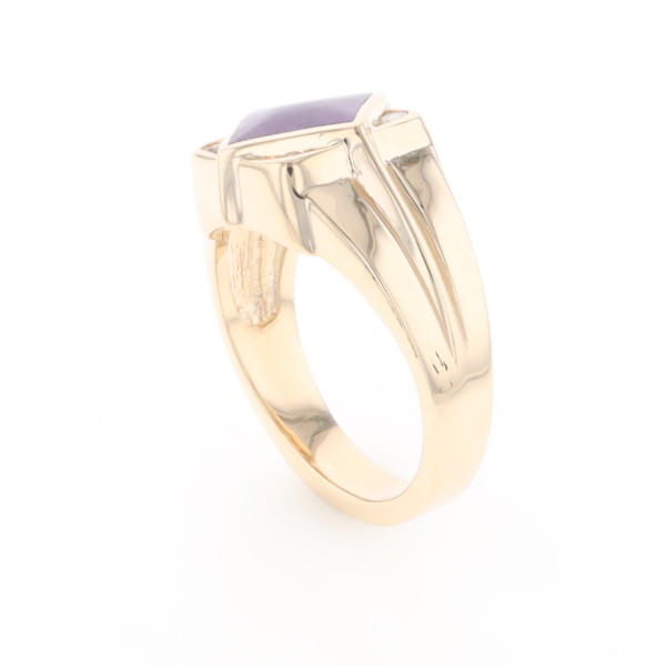 Natural Sugilite ring diamond shape inlaid design with .16ctw round diamonds