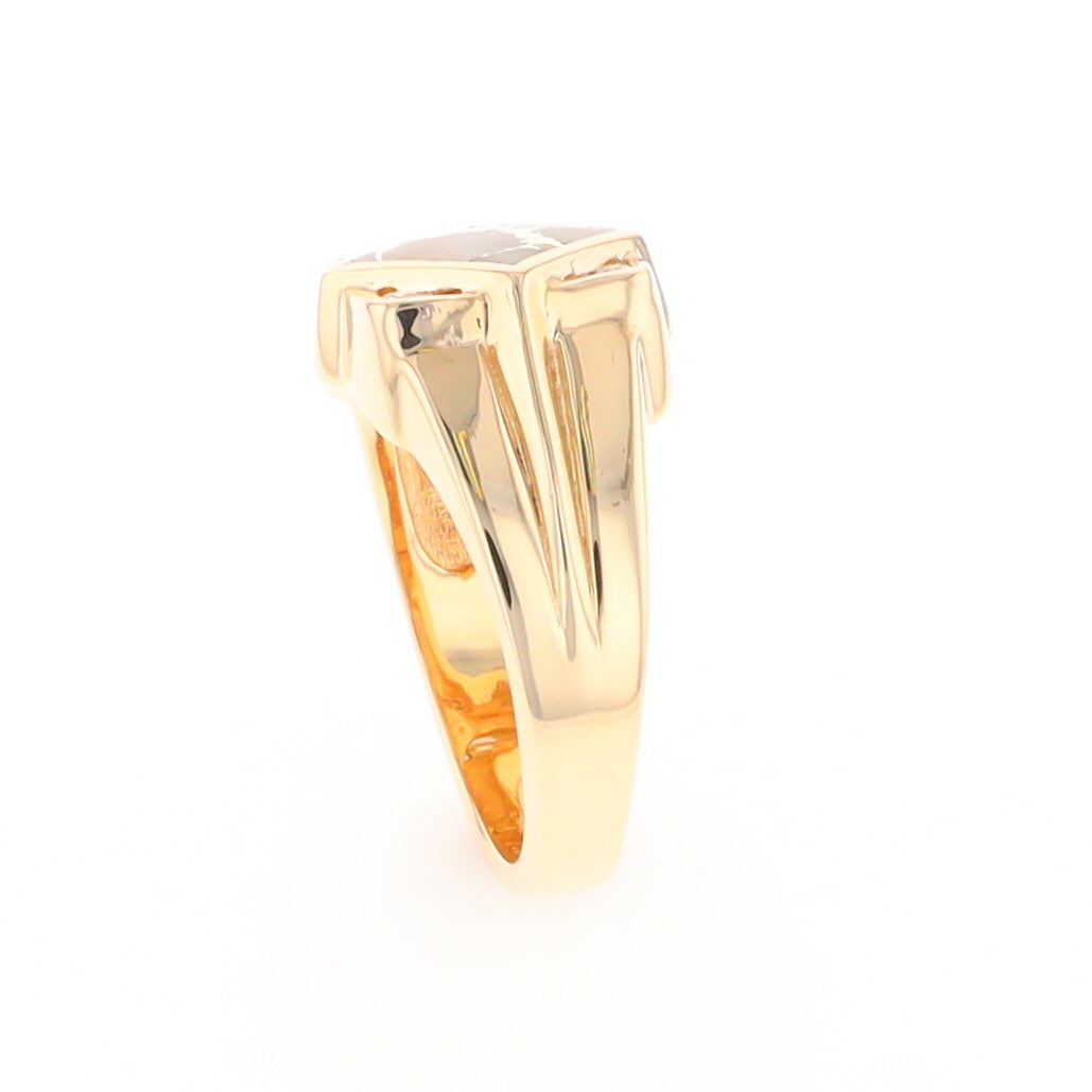 Gold Quartz Mens Ring with Diamond Accents