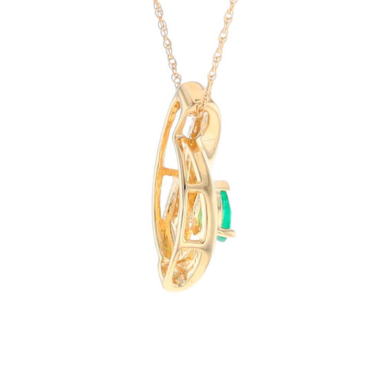 Pear Shaped Emerald Ribbon Pendant