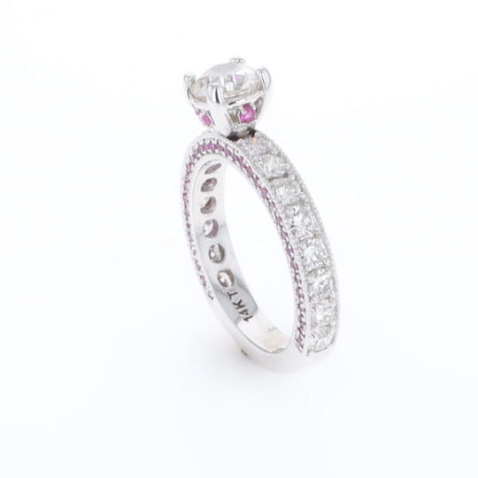 Diamond and Pink Sapphire Engagement Ring