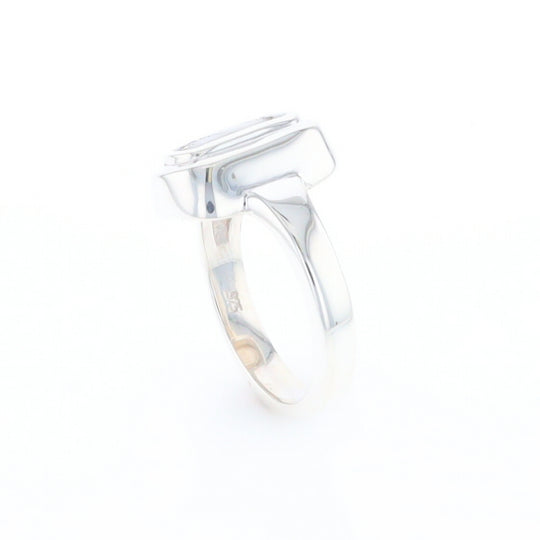 Sterling Silver Gold Quartz Inlaid Rectangular Ring - G3