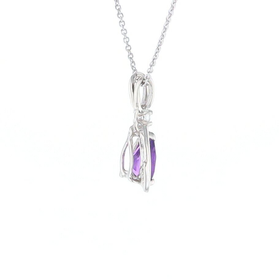 Amethyst Pear Ribbon Necklace
