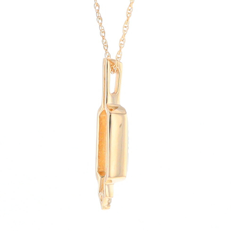 Gold Quartz Pendant with 0.04ctw Diamond Accent