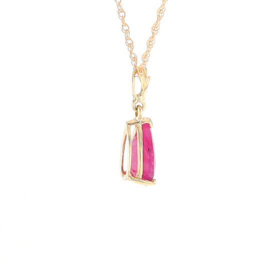 Pear Ruby Solitaire Necklace