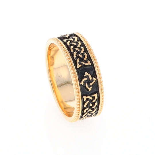 Celtic Knot Black and Gold Wedding Band