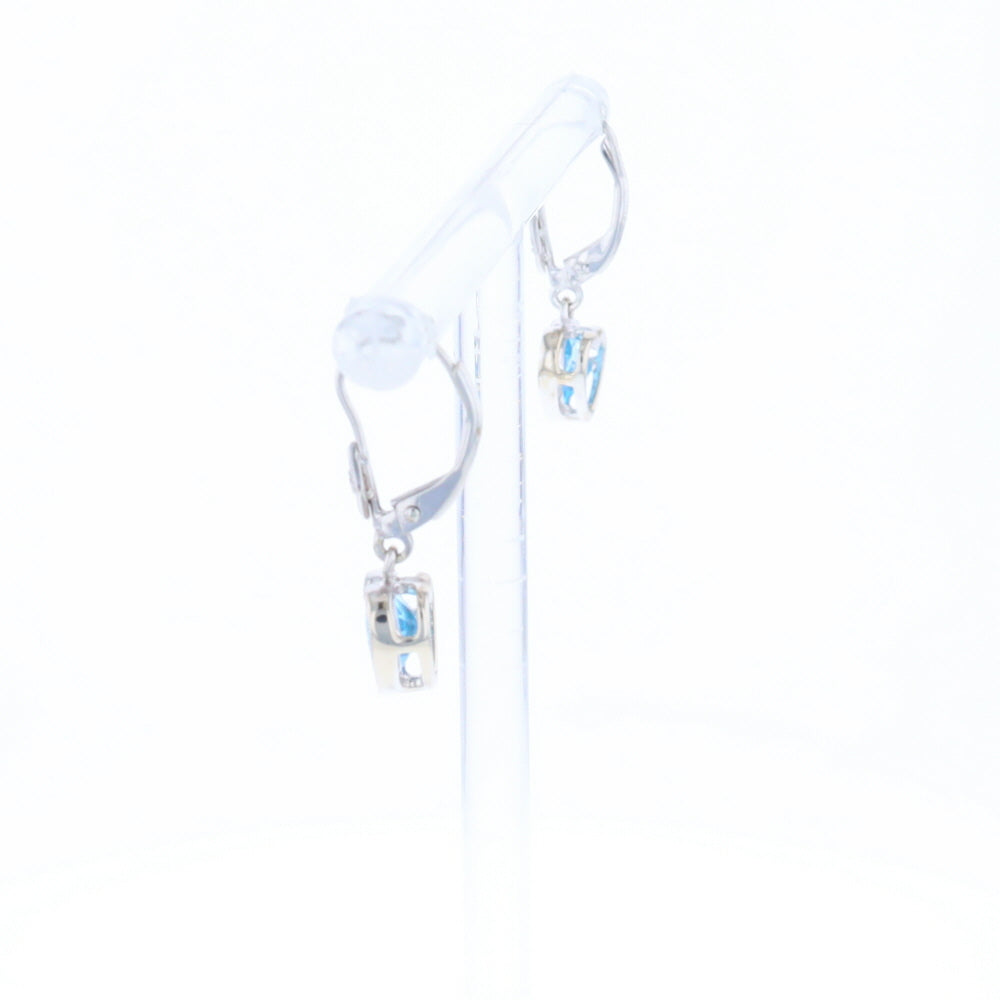 Blue Topaz Diamond Dangle Heart Earrings